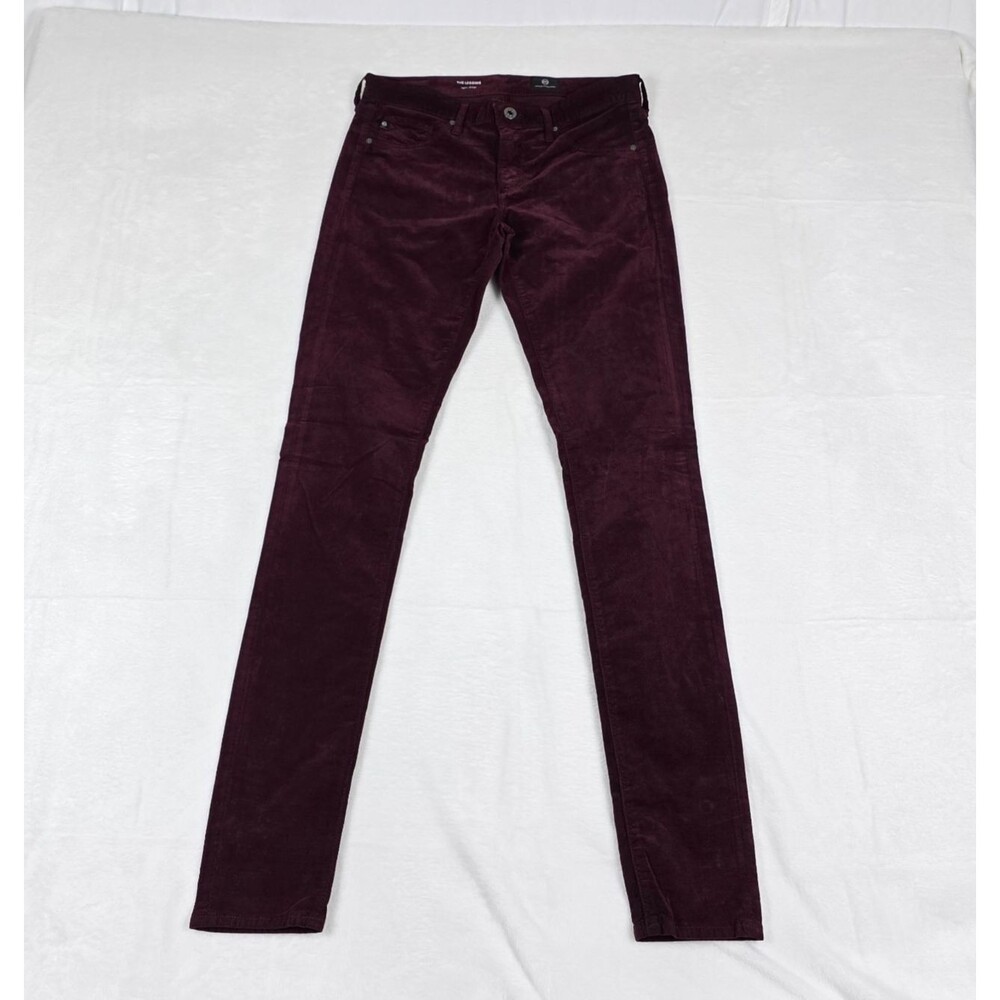 AG Adriano Goldschmied Women’s Burgundy Corduroy Super Skinny Jeans Sizez 27